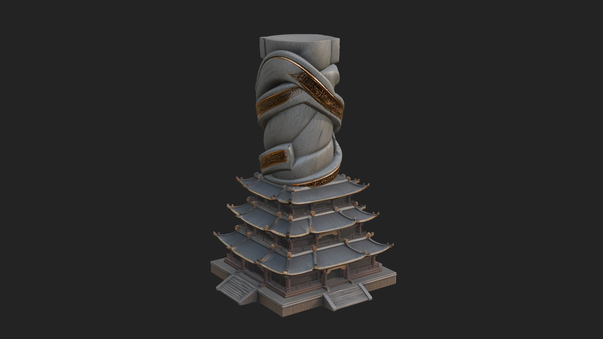 Stone Pillar Pagoda Tower Design 3 3D Print Model 3D Model