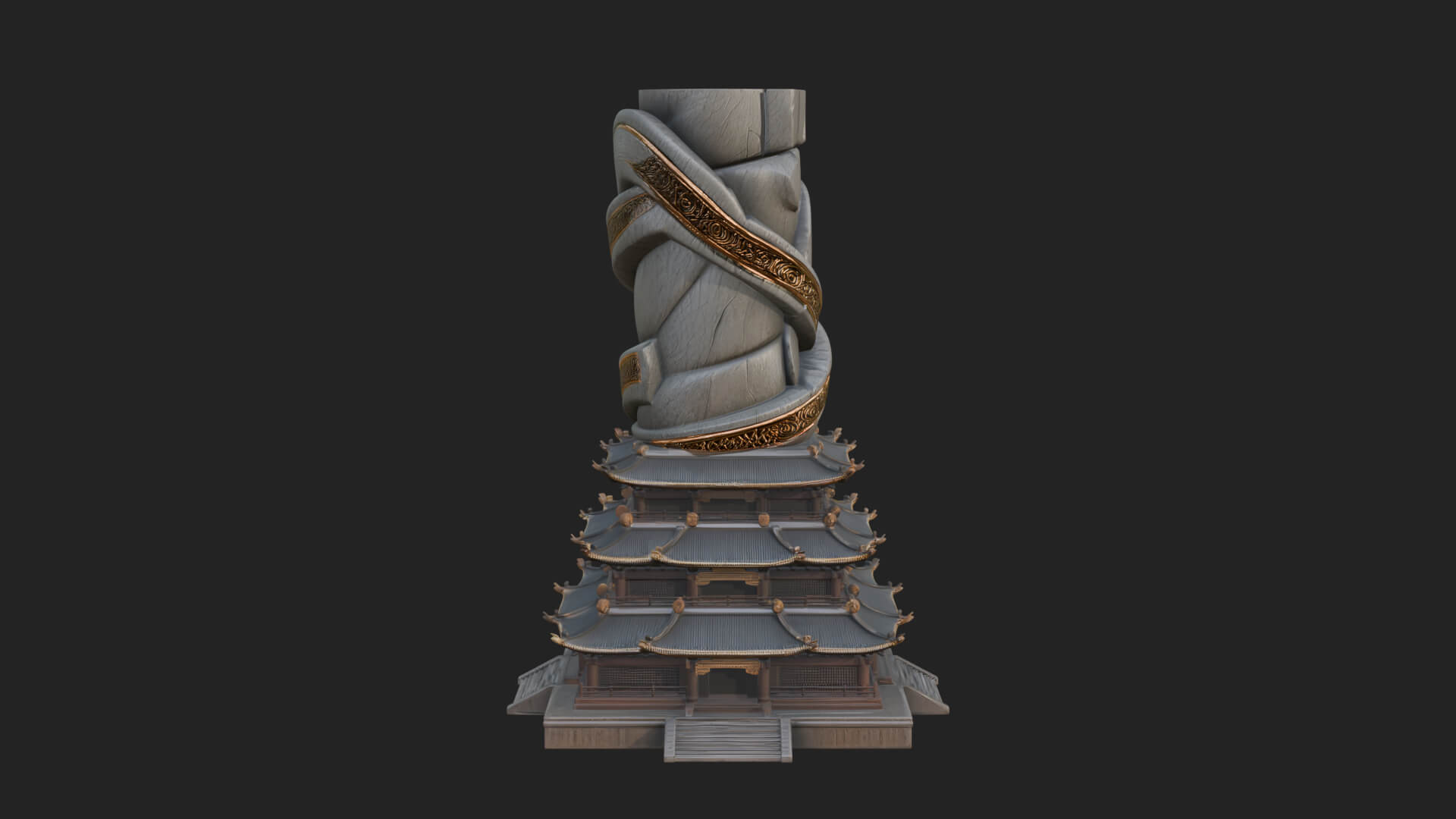 Stone Pillar Pagoda Tower Design 3 3D Print Model 3D Model