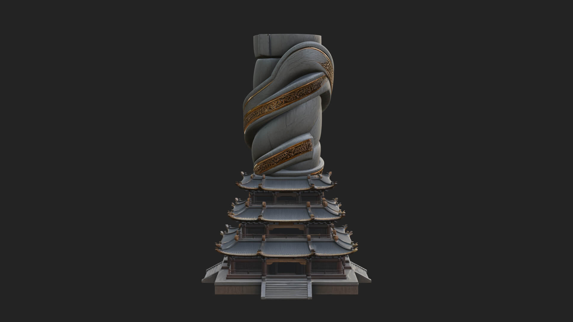 Stone Pillar Pagoda Tower Design 3 3D Print Model 3D Model