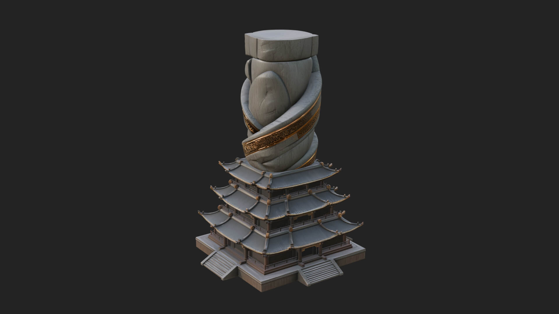 Stone Pillar Pagoda Tower Design 3 3D Print Model 3D Model