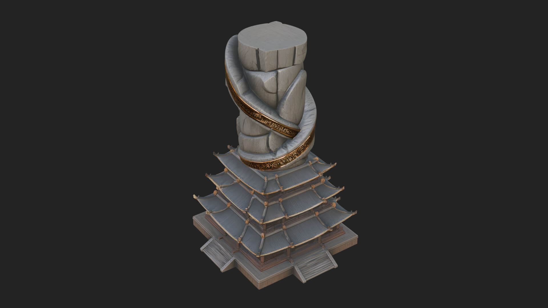 Stone Pillar Pagoda Tower Design 3 3D Print Model 3D Model