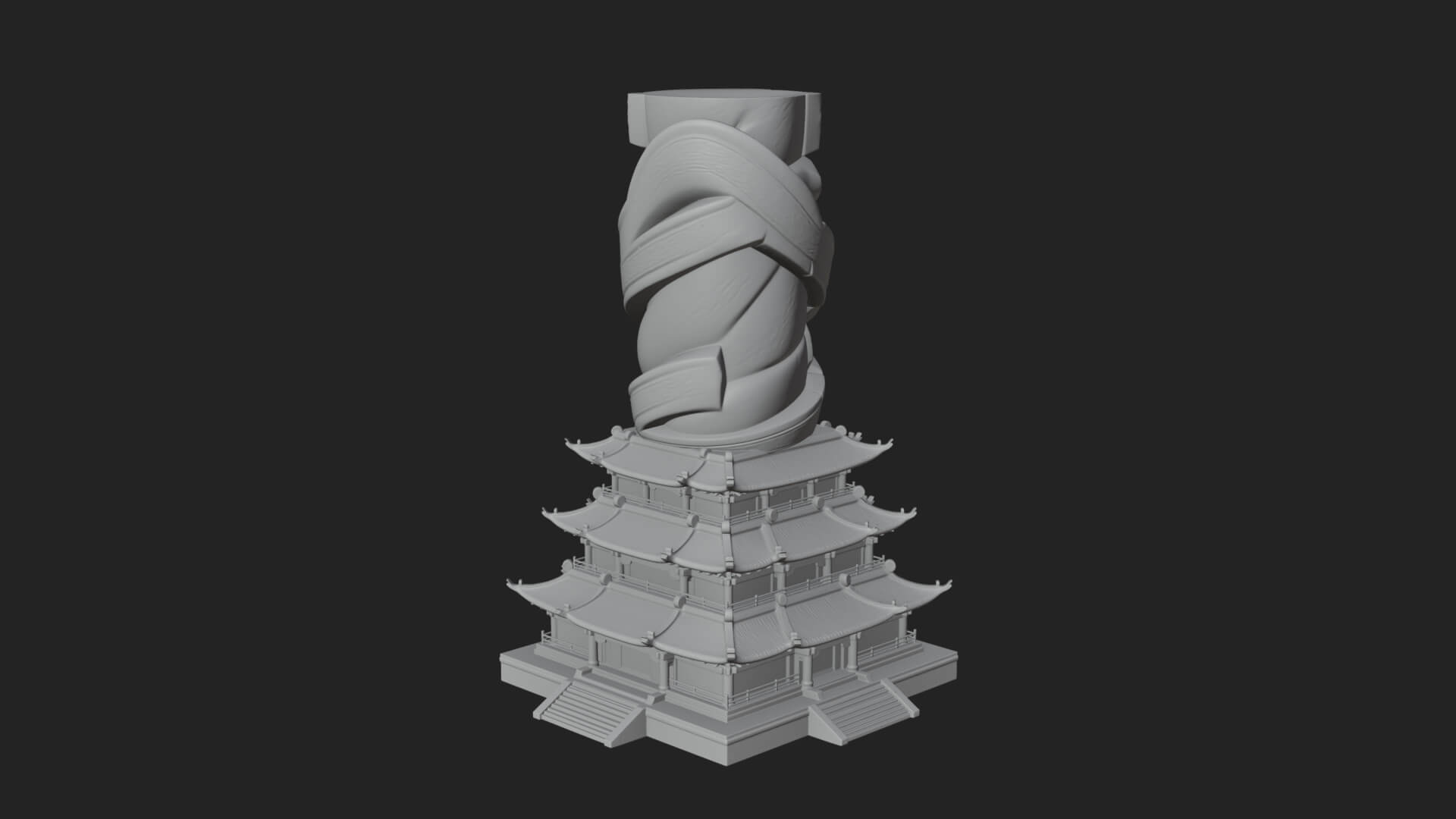 Stone Pillar Pagoda Tower Design 3 3D Print Model 3D Model
