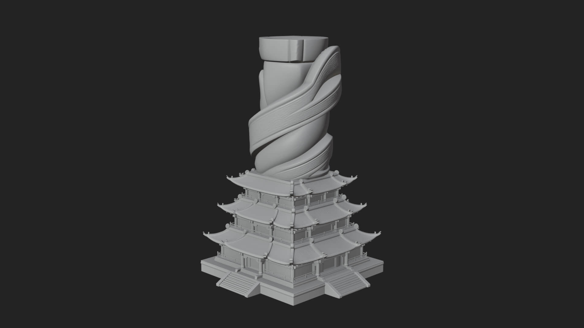 Stone Pillar Pagoda Tower Design 3 3D Print Model 3D Model