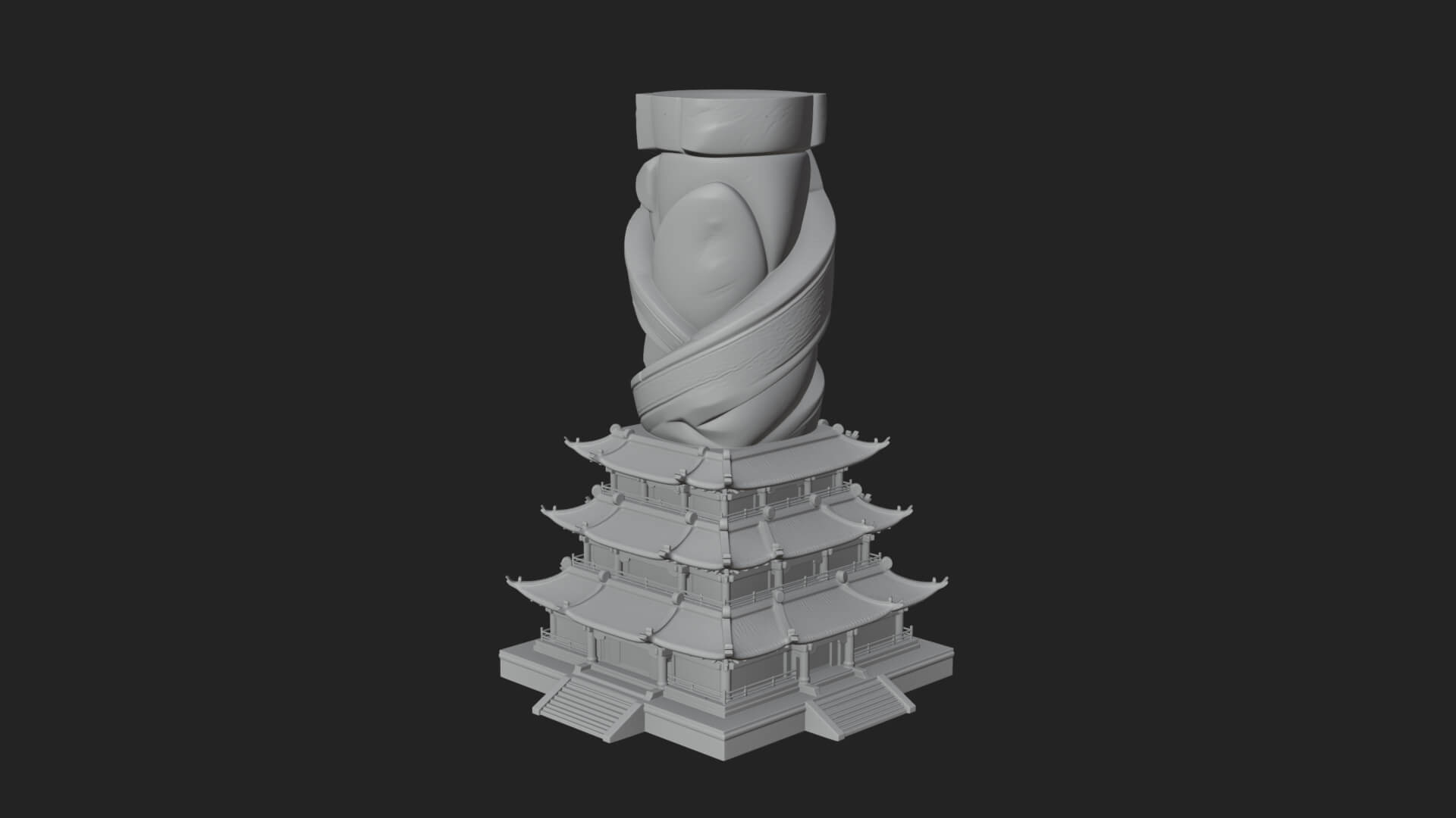 Stone Pillar Pagoda Tower Design 3 3D Print Model 3D Model