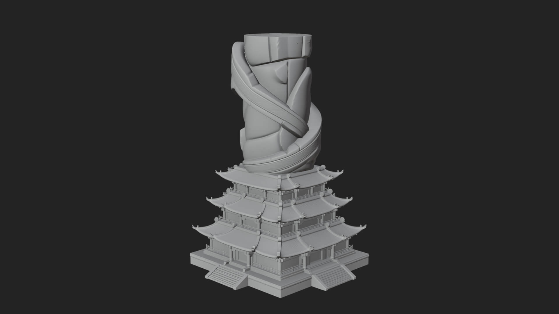 Stone Pillar Pagoda Tower Design 3 3D Print Model 3D Model
