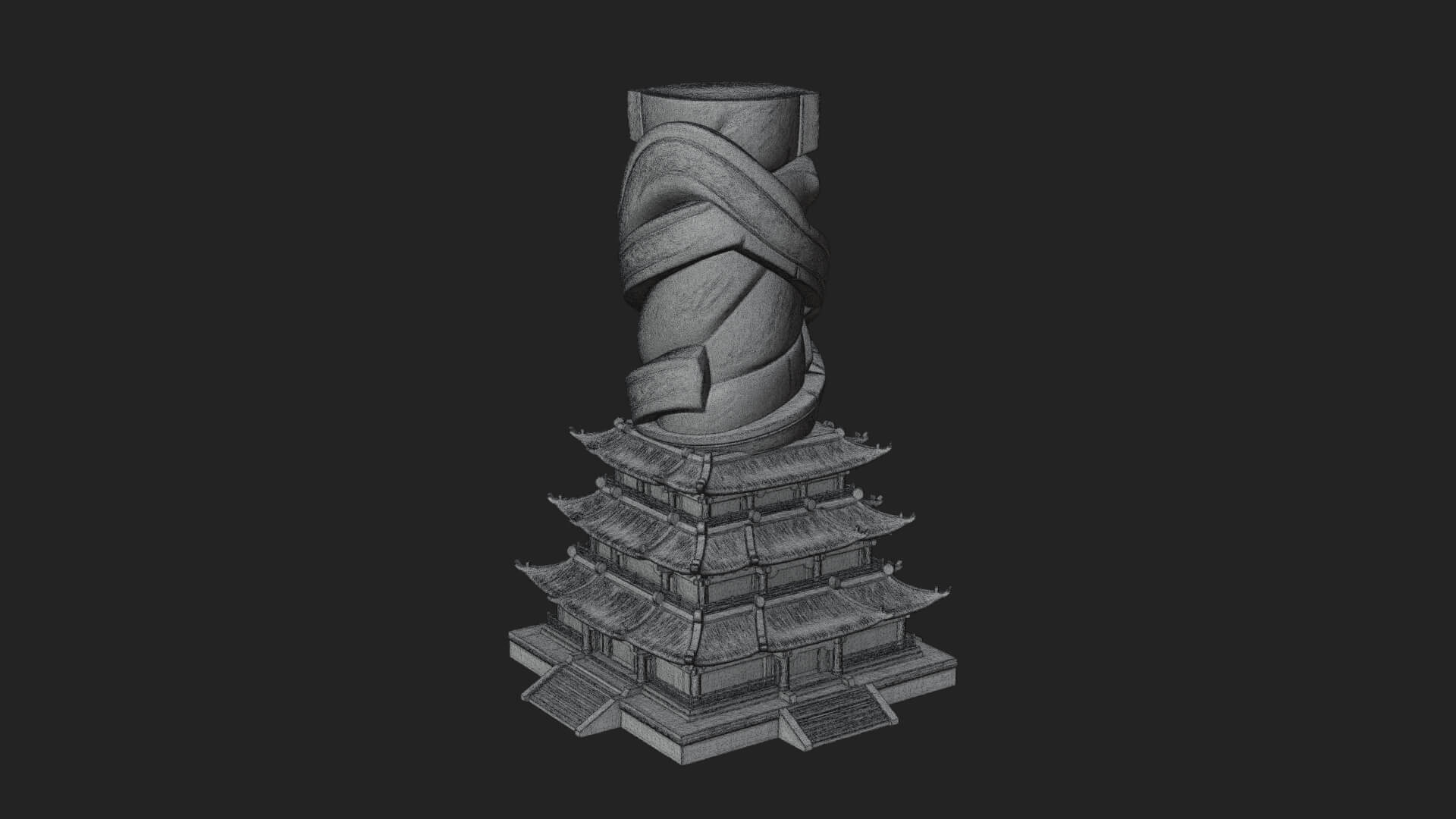 Stone Pillar Pagoda Tower Design 3 3D Print Model 3D Model
