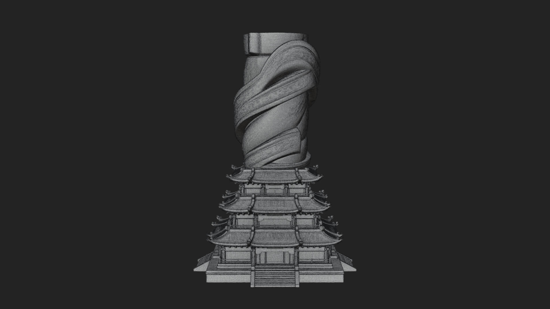 Stone Pillar Pagoda Tower Design 3 3D Print Model 3D Model