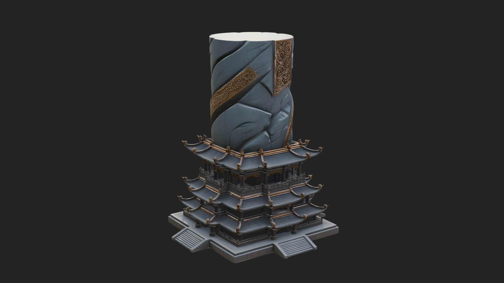 Stone Pillar Pagoda Tower Design 4 3D Print Model 3D Model