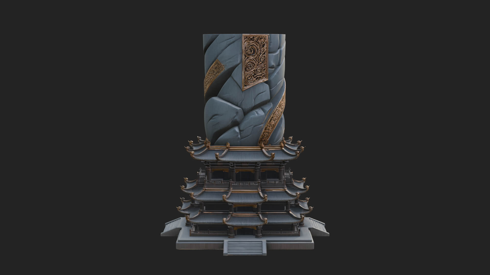 Stone Pillar Pagoda Tower Design 4 3D Print Model 3D Model