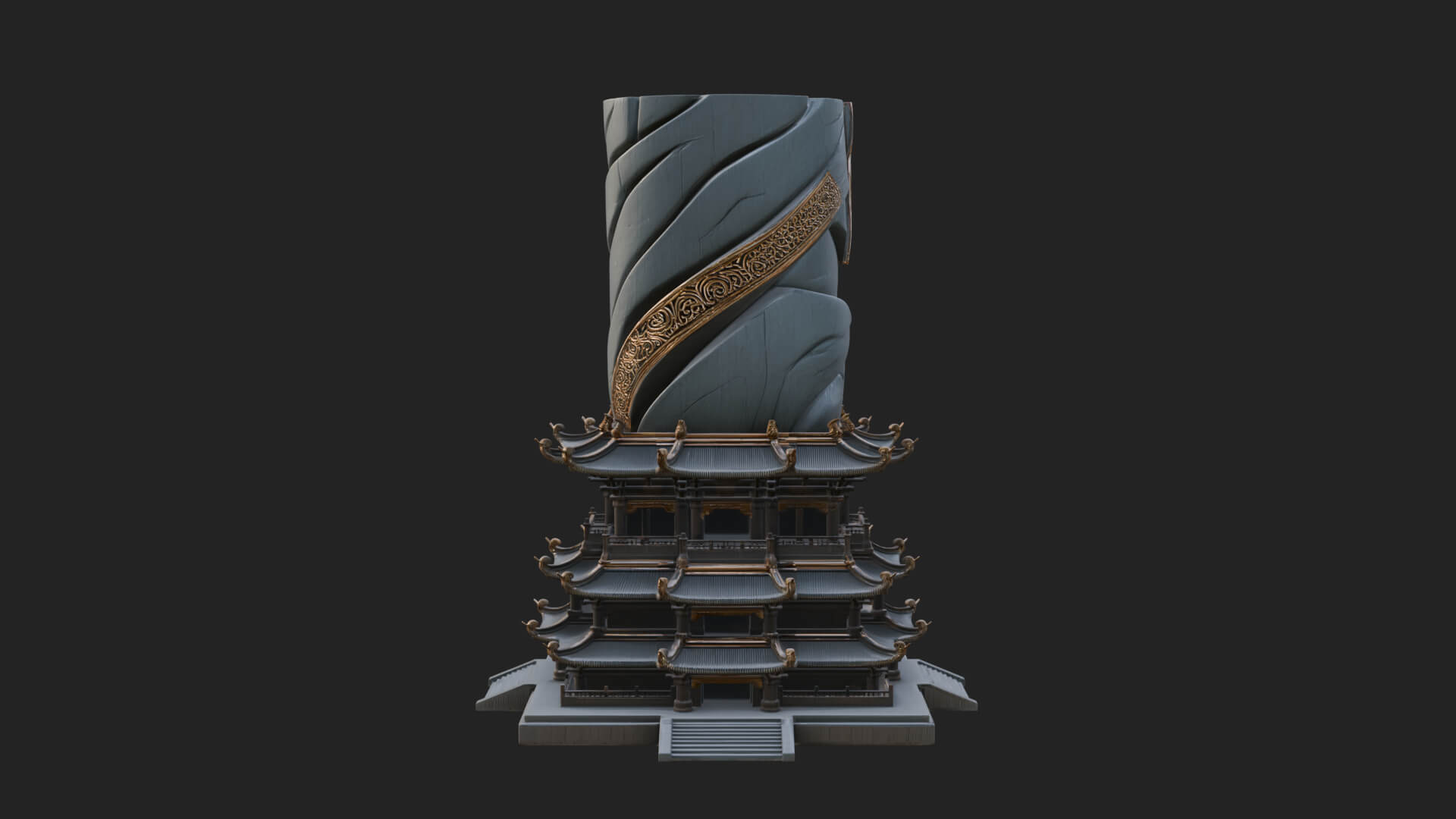 Stone Pillar Pagoda Tower Design 4 3D Print Model 3D Model