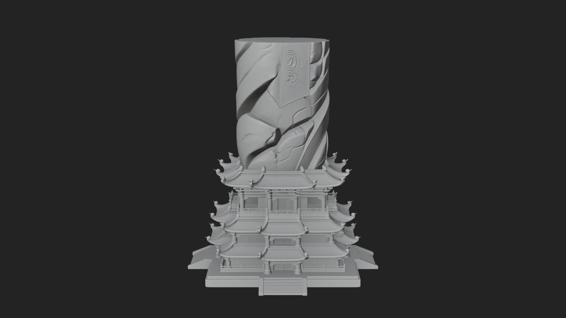 Stone Pillar Pagoda Tower Design 4 3D Print Model 3D Model