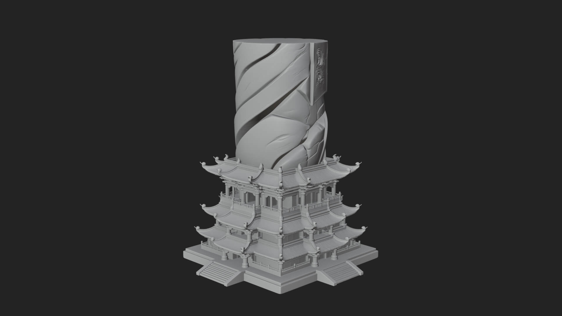 Stone Pillar Pagoda Tower Design 4 3D Print Model 3D Model