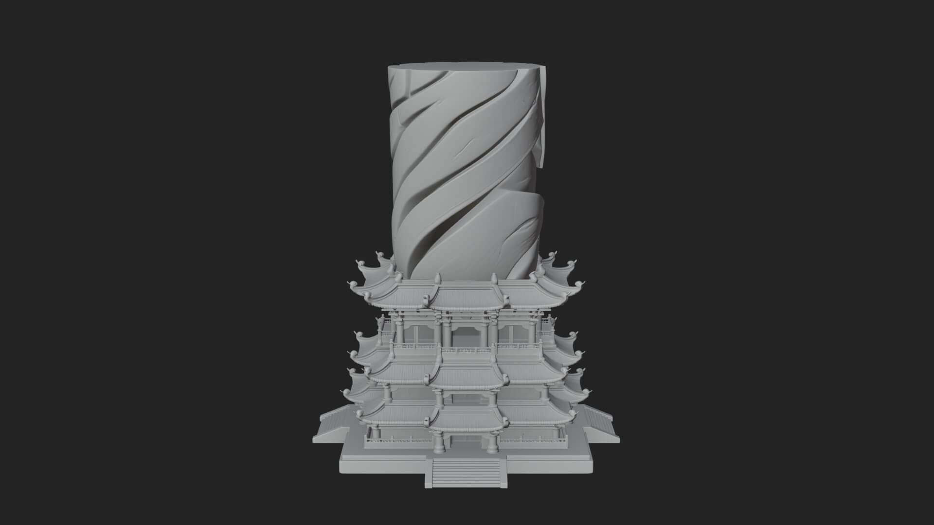 Stone Pillar Pagoda Tower Design 4 3D Print Model 3D Model