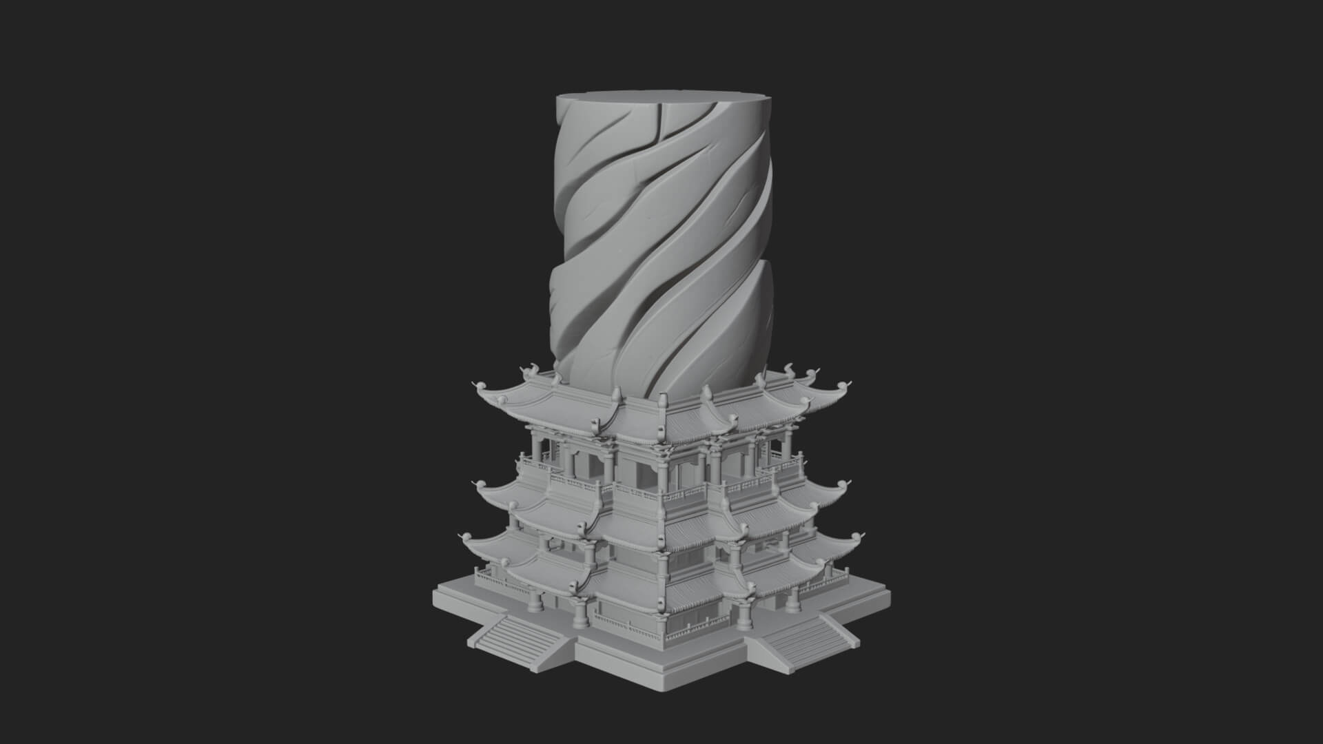 Stone Pillar Pagoda Tower Design 4 3D Print Model 3D Model