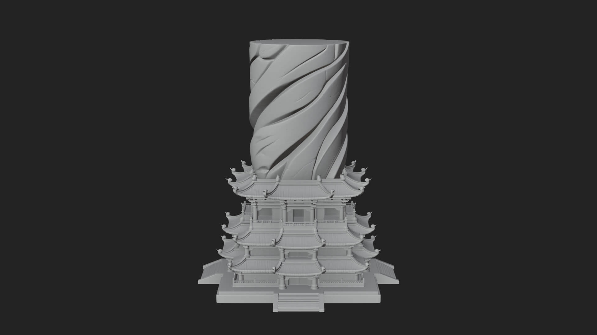 Stone Pillar Pagoda Tower Design 4 3D Print Model 3D Model