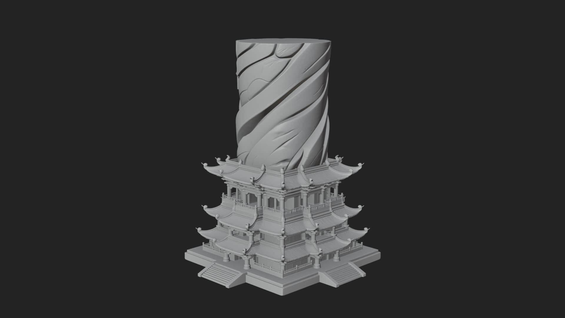 Stone Pillar Pagoda Tower Design 4 3D Print Model 3D Model