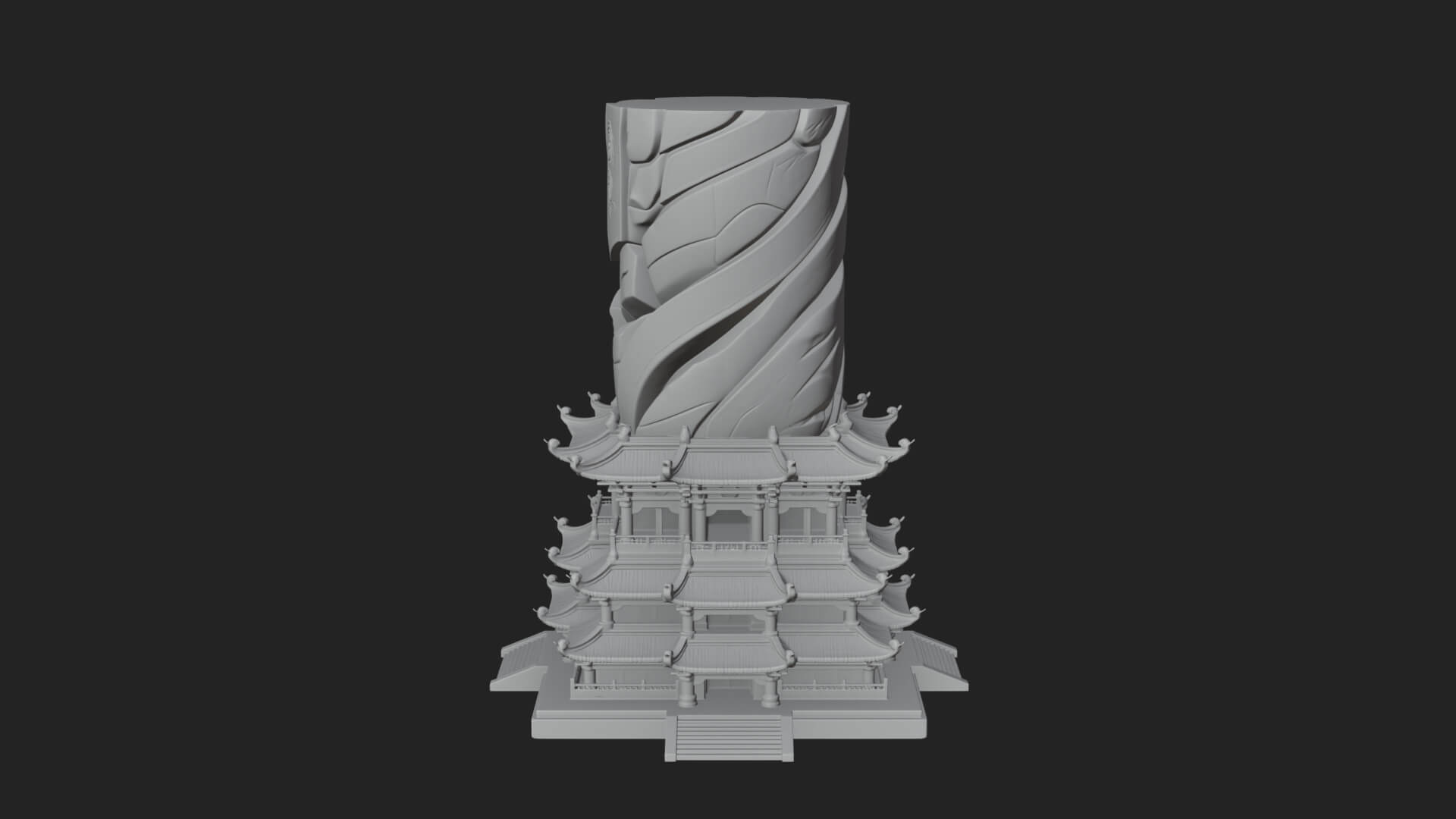 Stone Pillar Pagoda Tower Design 4 3D Print Model 3D Model