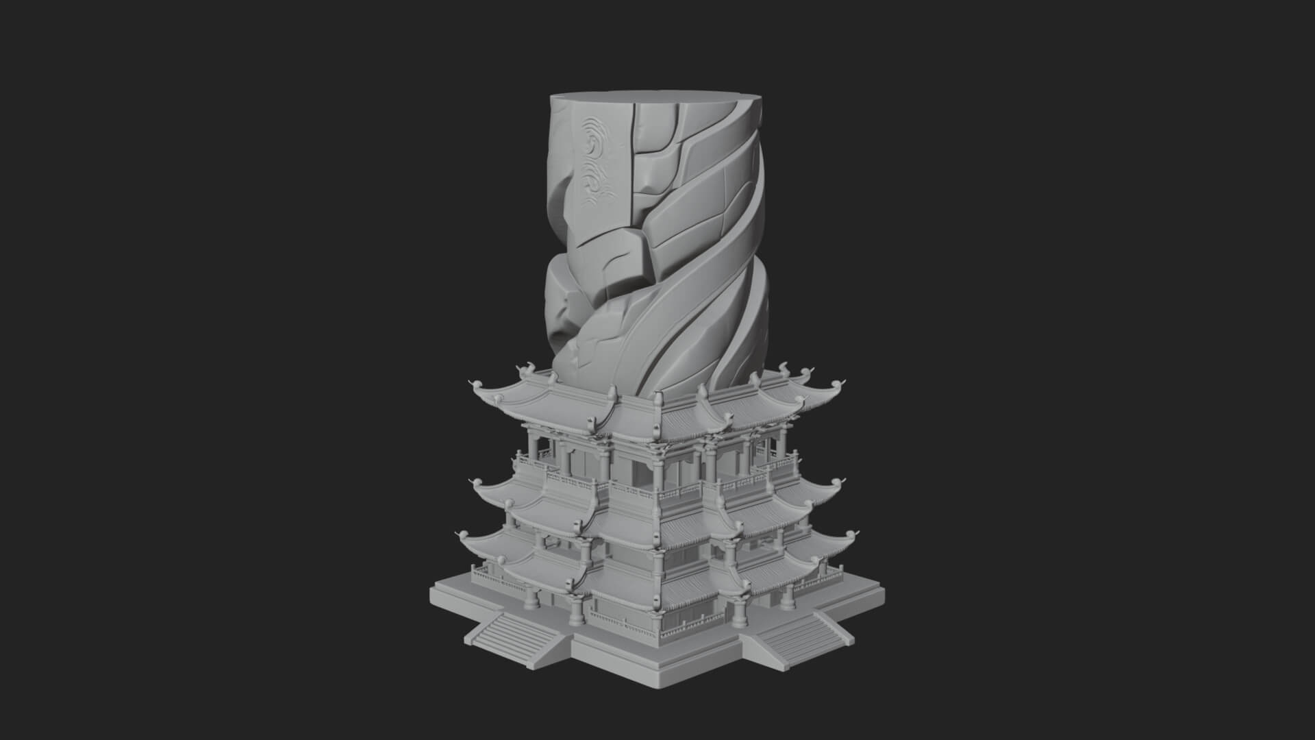 Stone Pillar Pagoda Tower Design 4 3D Print Model 3D Model