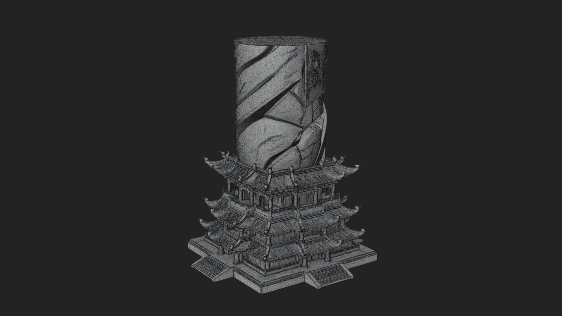 Stone Pillar Pagoda Tower Design 4 3D Print Model 3D Model
