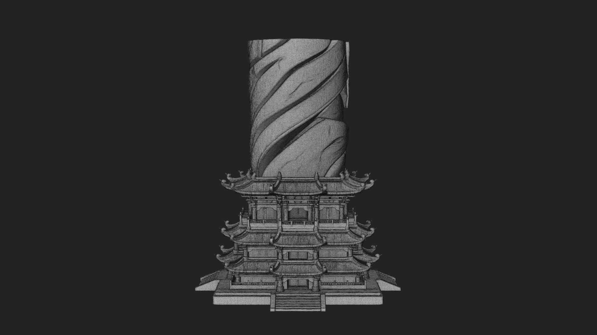 Stone Pillar Pagoda Tower Design 4 3D Print Model 3D Model