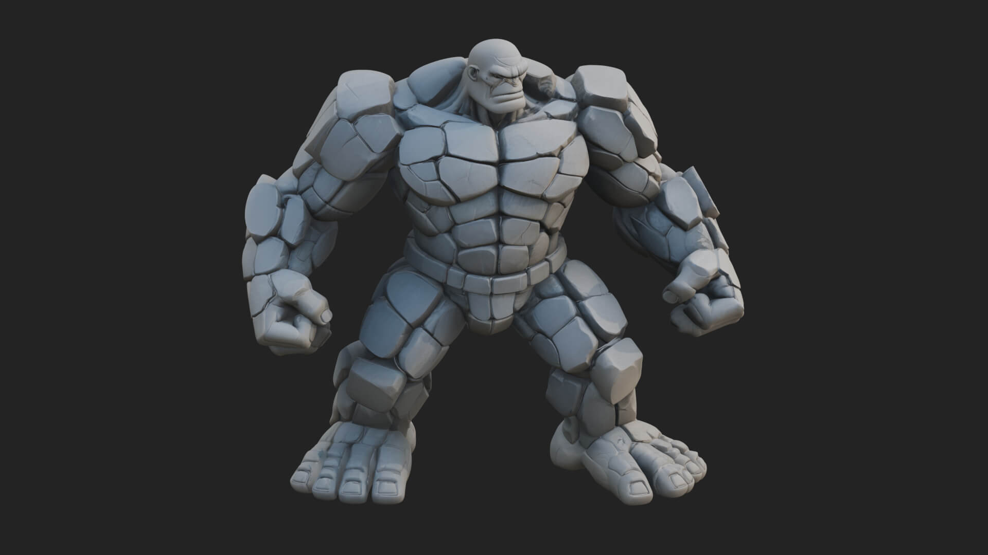 Stone Rock Golem Statue Design 1 3D Print Model 3D Model