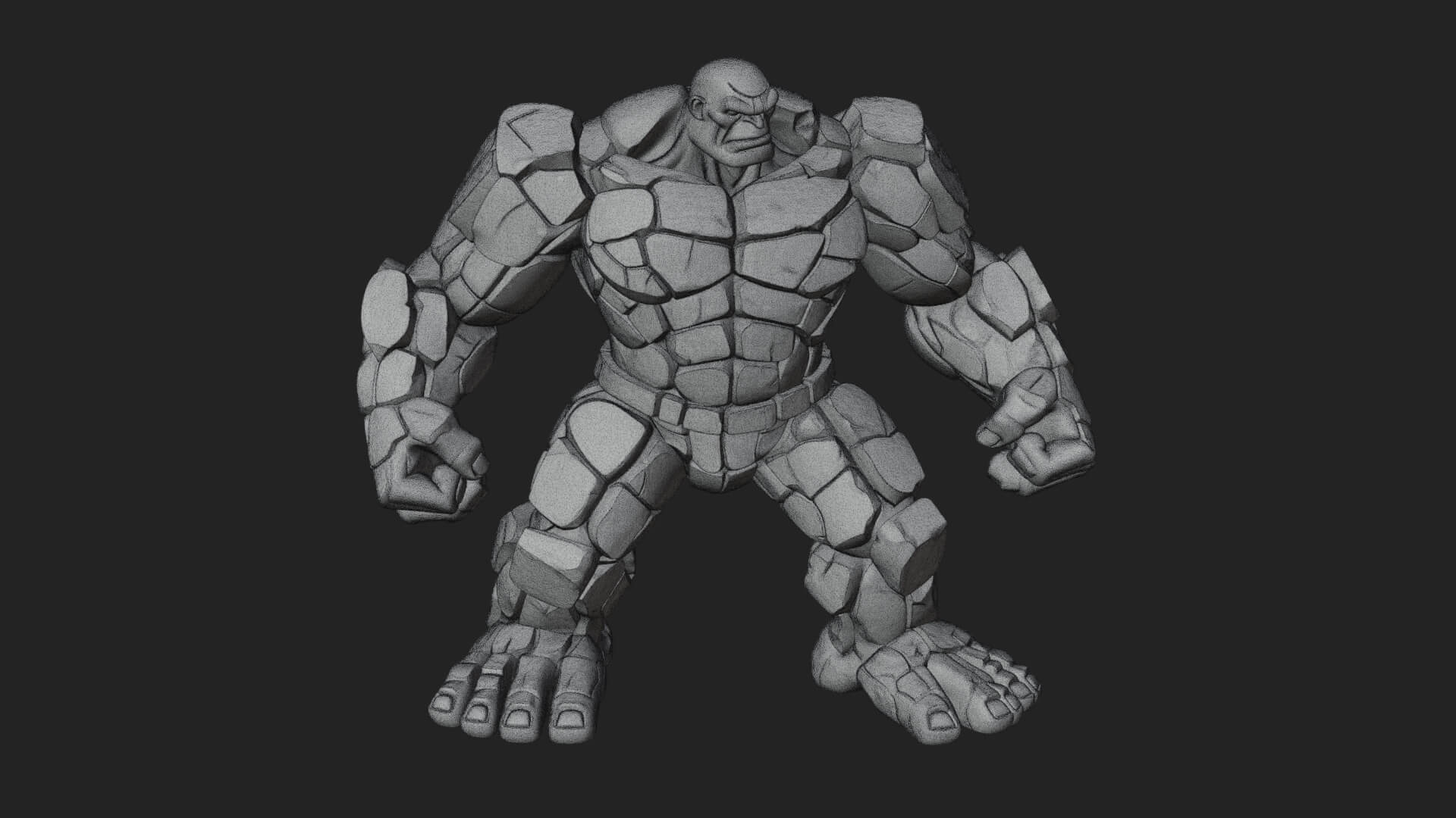 Stone Rock Golem Statue Design 1 3D Print Model 3D Model