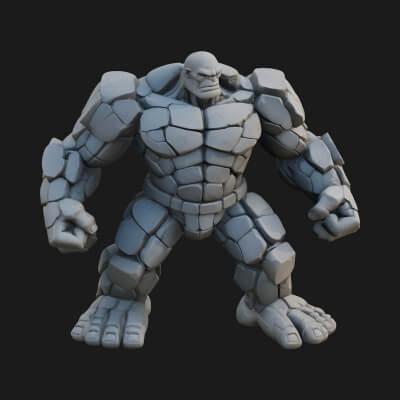 Stone Rock Golem Statue Design 1 3D Print Model