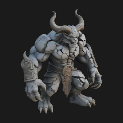 Stone Rock Golem Statue Design 10 3D Print Model