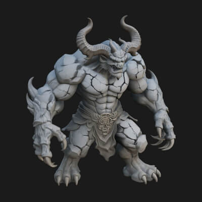 Stone Rock Golem Statue Design 11 3D Print Model