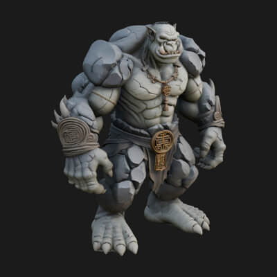 Stone Rock Golem Statue Design 12 3D Print Model