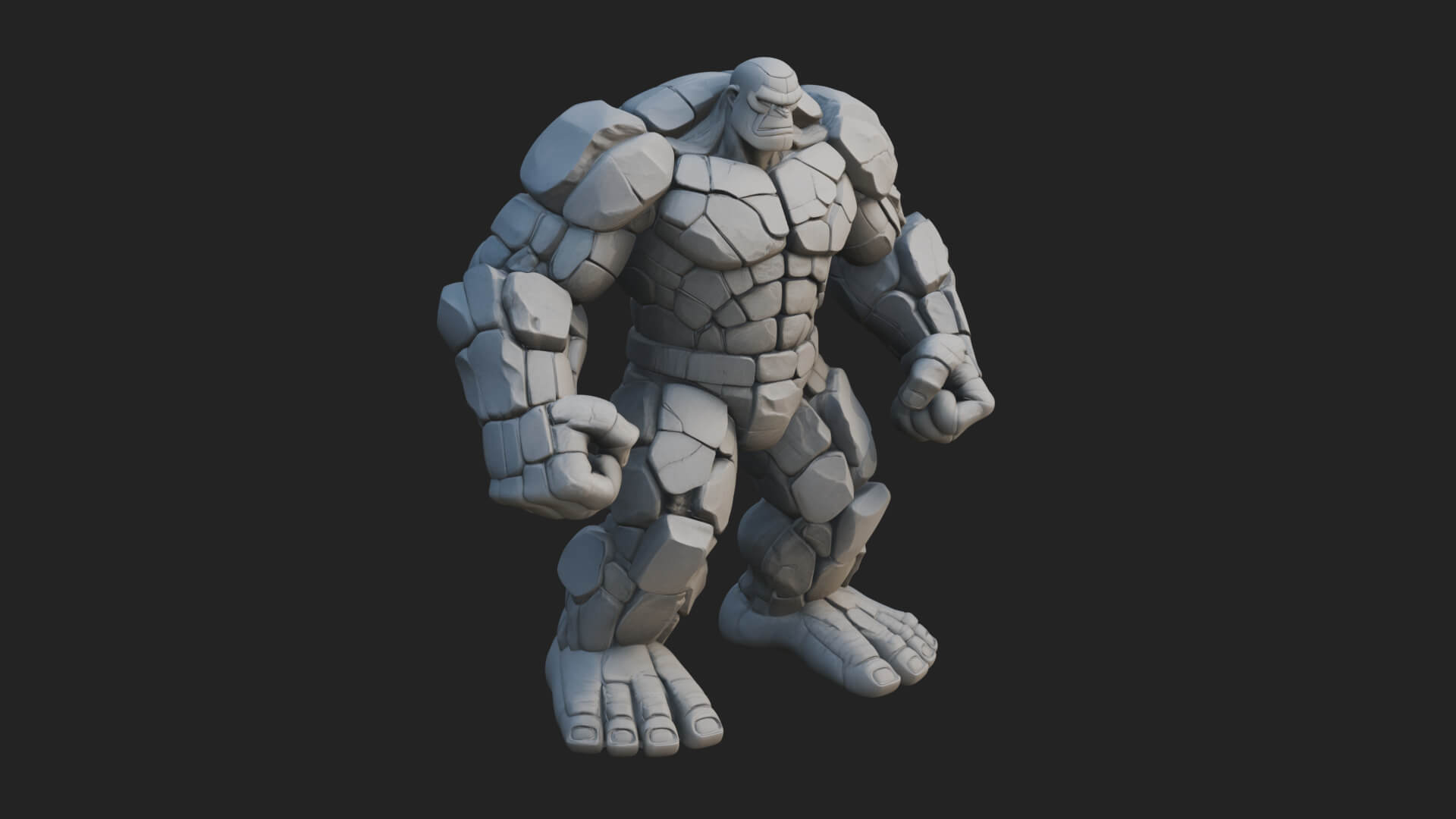 Stone Rock Golem Statue Design 2 3D Print Model 3D Model