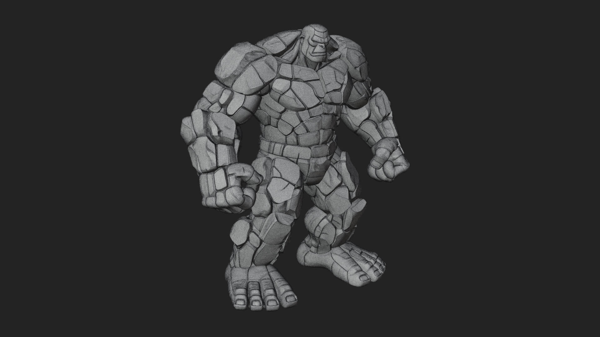 Stone Rock Golem Statue Design 2 3D Print Model 3D Model