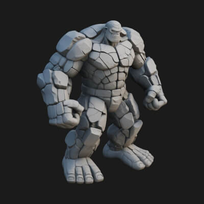 Stone Rock Golem Statue Design 2 3D Print Model