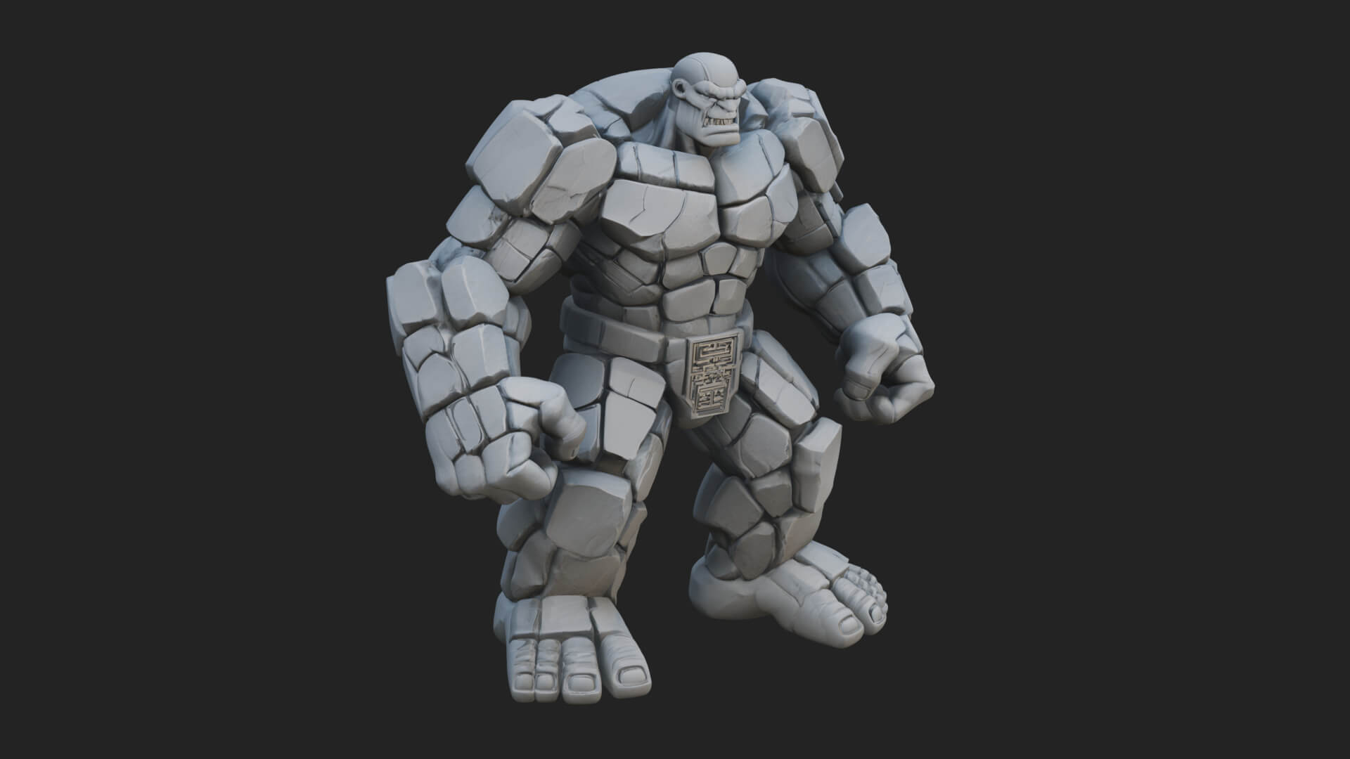 Stone Rock Golem Statue Design 3 3D Print Model 3D Model