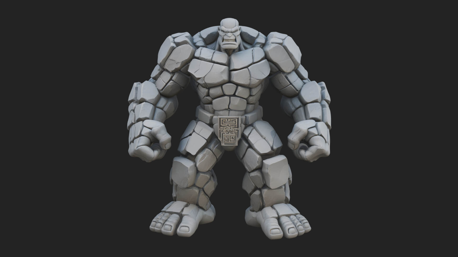 Stone Rock Golem Statue Design 3 3D Print Model 3D Model
