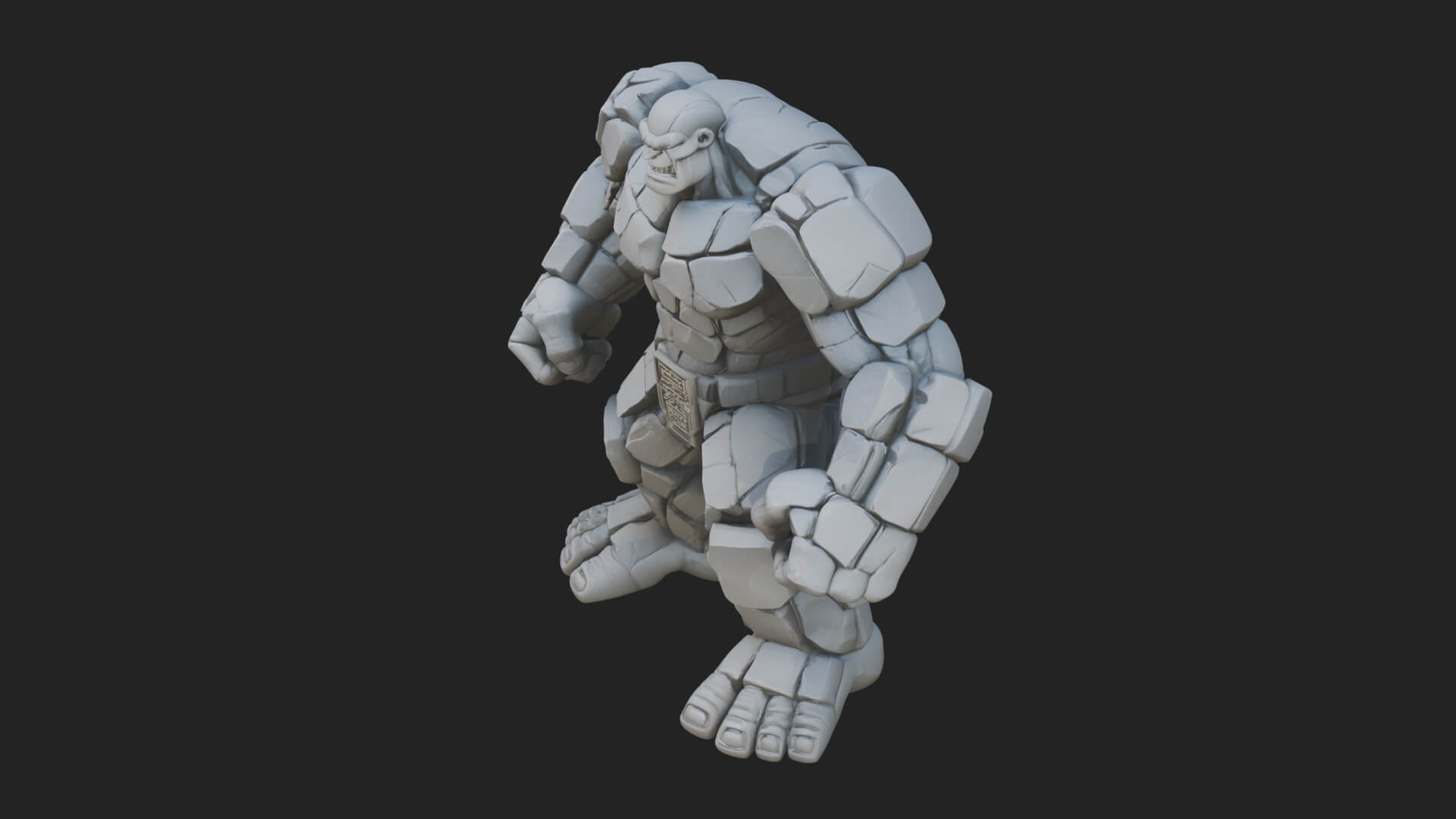 Stone Rock Golem Statue Design 3 3D Print Model 3D Model
