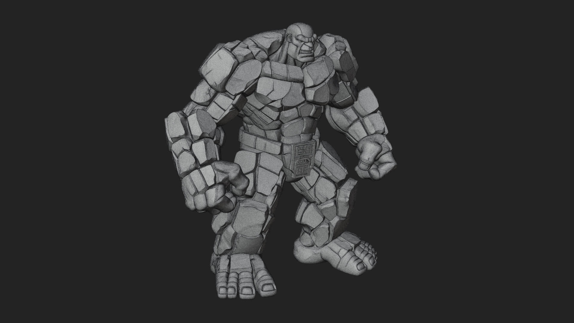 Stone Rock Golem Statue Design 3 3D Print Model 3D Model