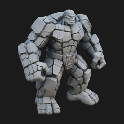 Stone Rock Golem Statue Design 3 3D Print Model