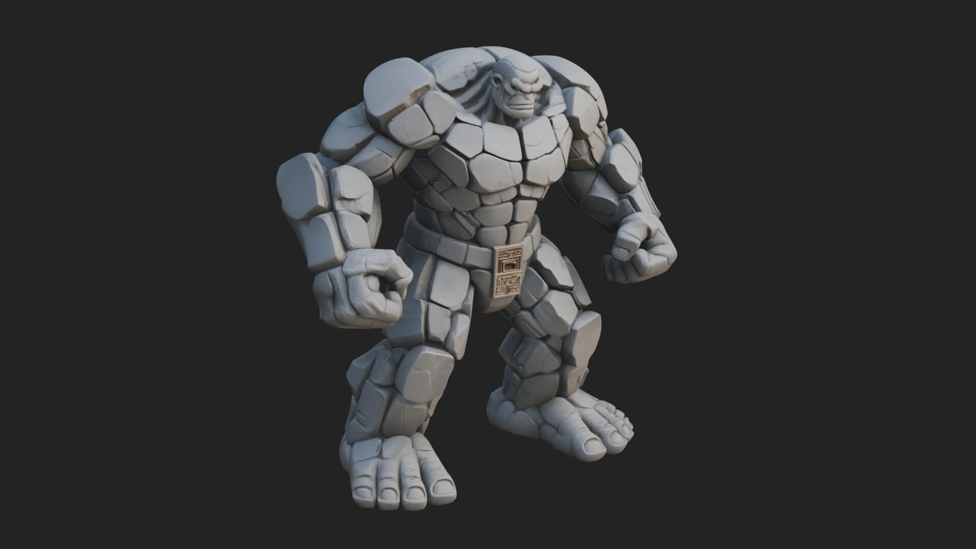 Stone Rock Golem Statue Design 4 3D Print Model 3D Model
