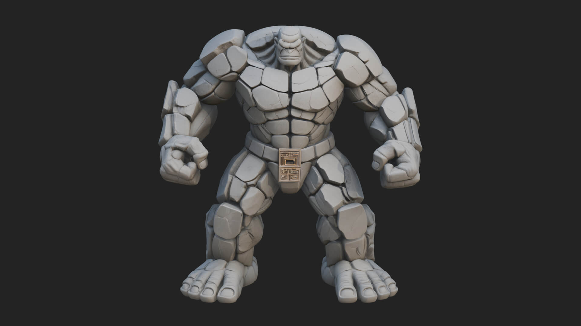 Stone Rock Golem Statue Design 4 3D Print Model 3D Model