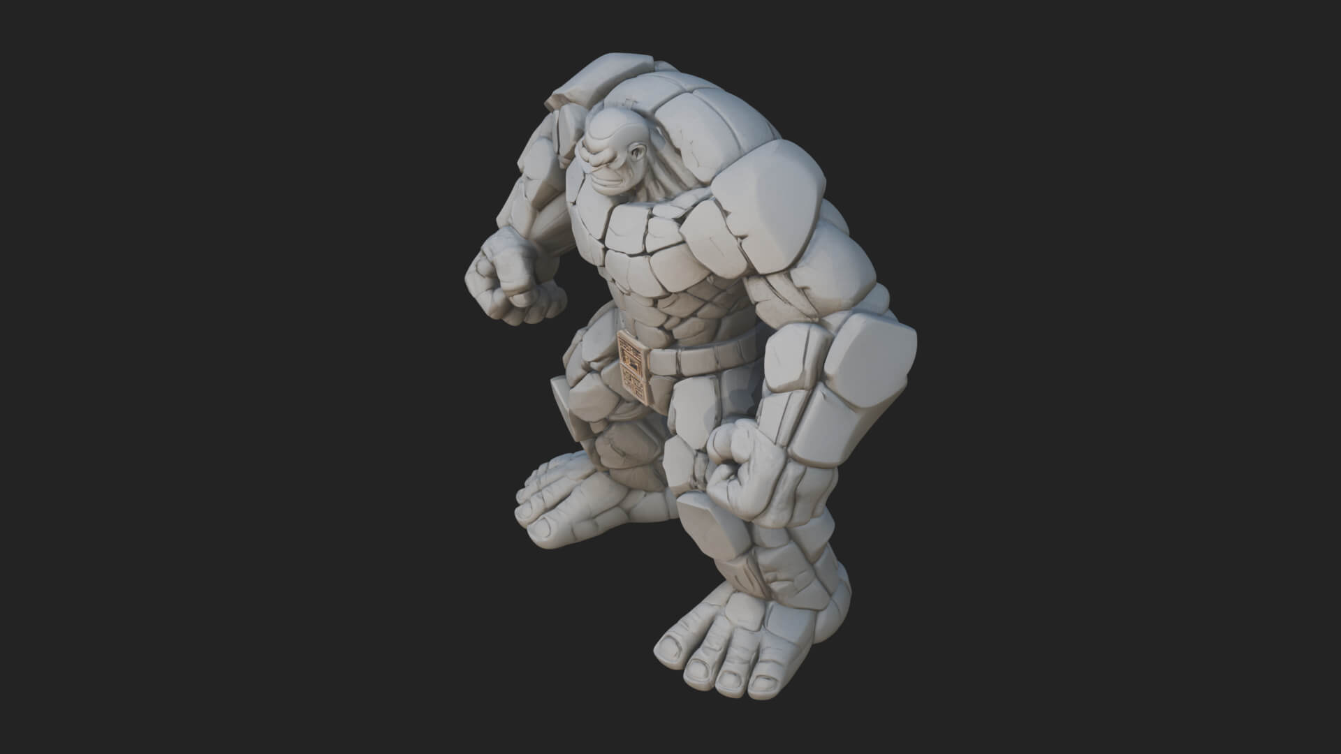 Stone Rock Golem Statue Design 4 3D Print Model 3D Model