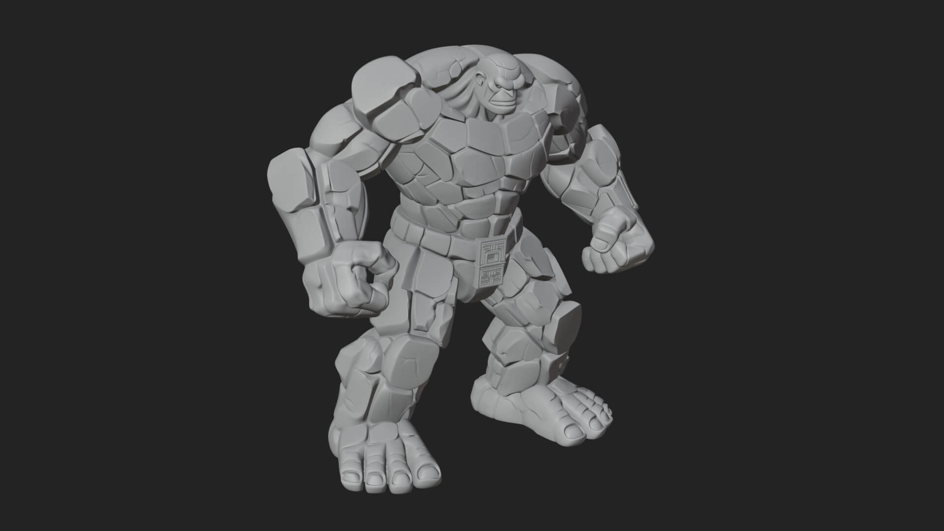 Stone Rock Golem Statue Design 4 3D Print Model 3D Model