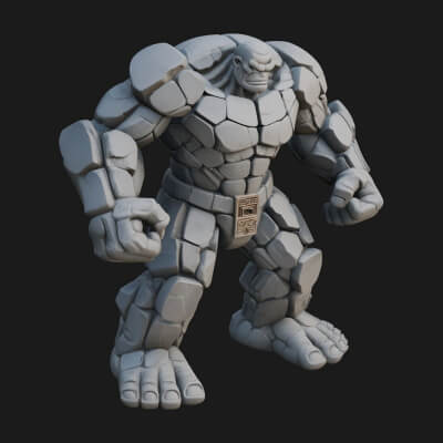 Stone Rock Golem Statue Design 4 3D Print Model
