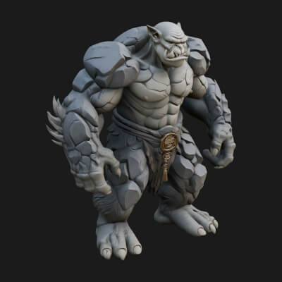 Stone Rock Golem Statue Design 5 3D Print Model
