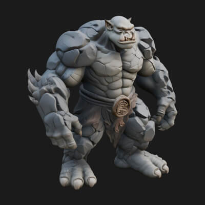 Stone Rock Golem Statue Design 6 3D Print Model