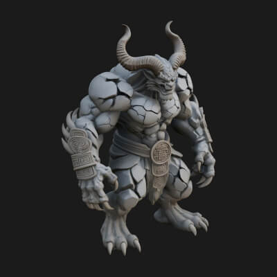 Stone Rock Golem Statue Design 7 3D Print Model
