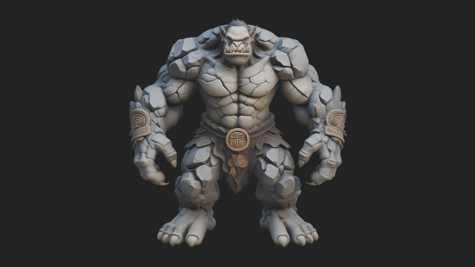 Stone Rock Golem Statue Design 8 3D Print Model 3D Model