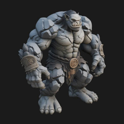 Stone Rock Golem Statue Design 8 3D Print Model