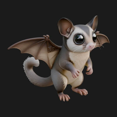 Sugar Glider Statue Design 2 3D Print Model