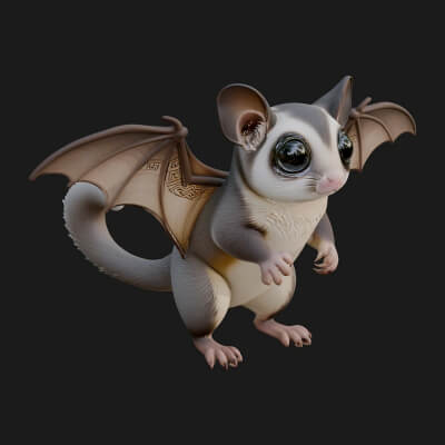 Sugar Glider Statue Design 3 3D Print Model
